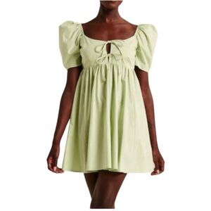 Green Puff Sleeve Dress